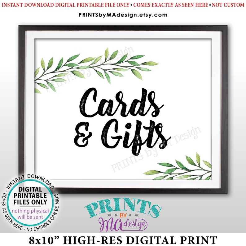 Greenery Cards and Gifts Sign, Wedding Greenery Cards & Gifts Greenery ...