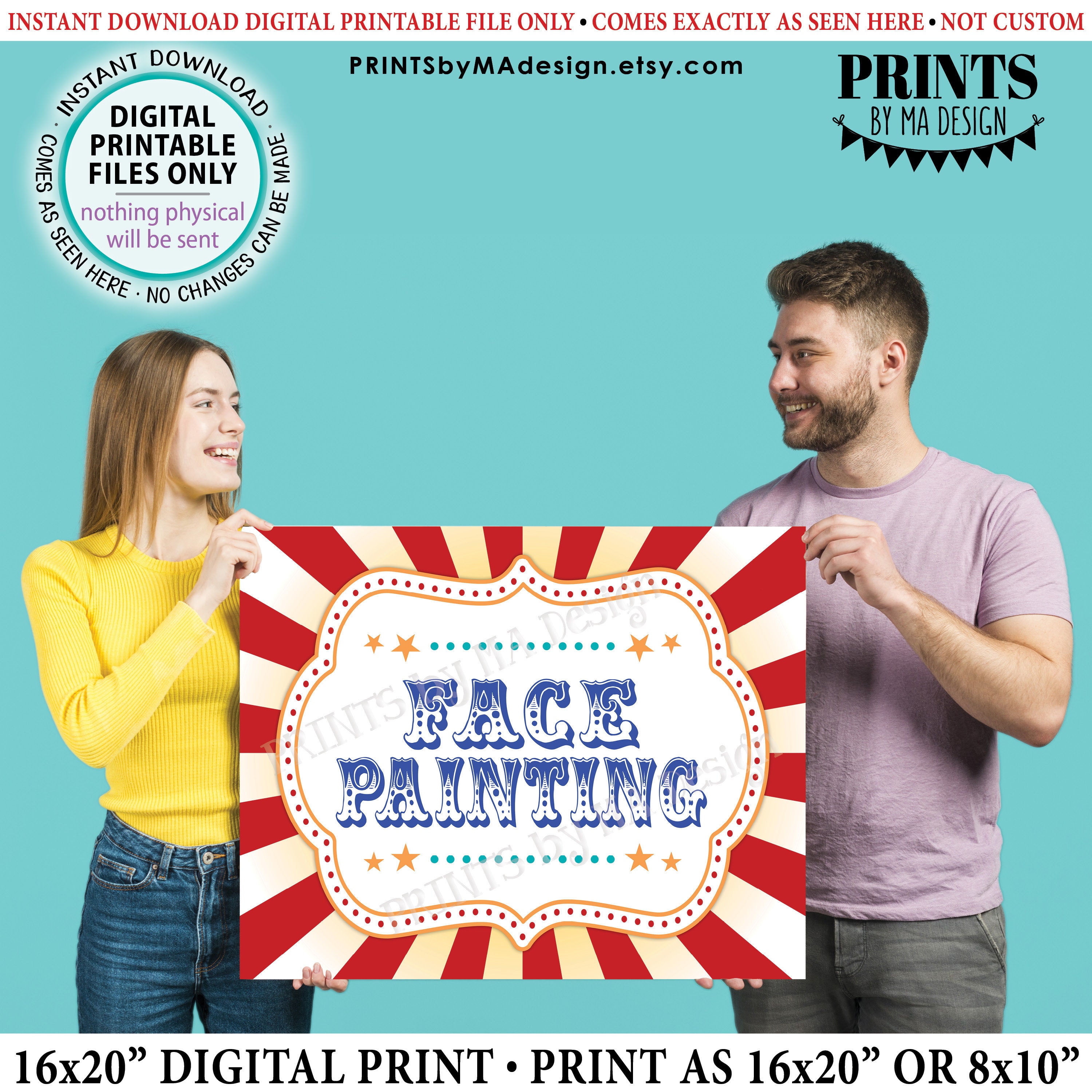 Carnival Party Face Painting Sign, Circus Activities, Birthday Party ...