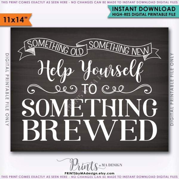 Something Old Something New Help Yourself to Something Brewed Wedding Beer Sign, Bar Sign, 11x14" Instant Download Digital Printable File