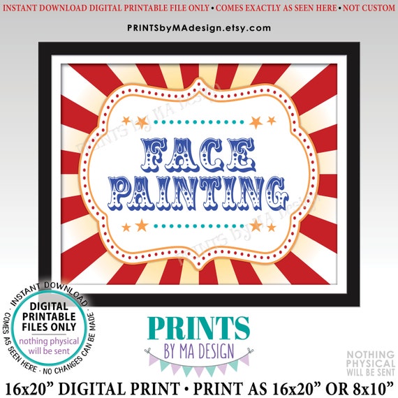 Carnival Party Face Painting Sign Circus Activities Birthday - Etsy UK