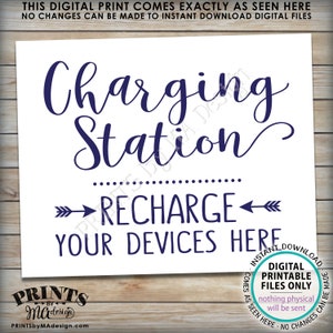 Charging Station Sign, Recharge Your Devices Here, Wedding Charge Bar ...