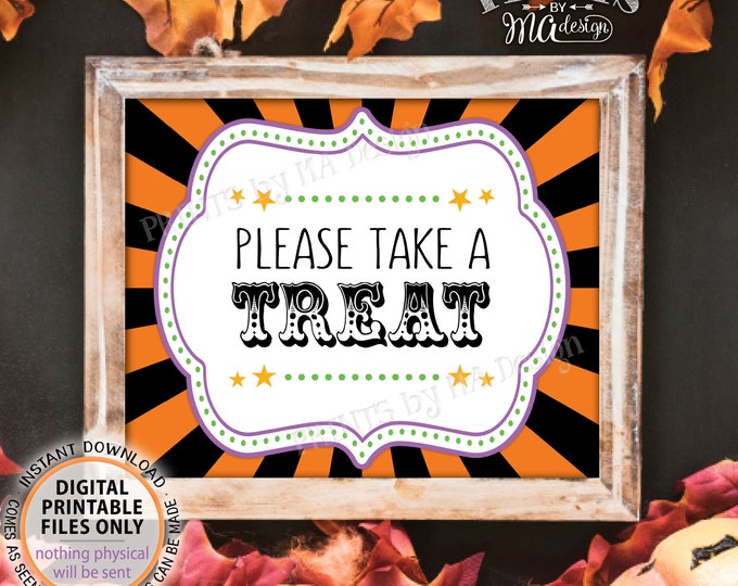 Halloween Carnival Take a Treat Sign, Carnival Treats, Candy Bar, Carnival Favors, Circus Favors, PRINTABLE 8x10/16x20” Treat Sign <ID>