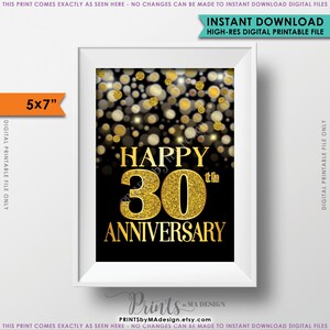 30e verjaardag kaart zwart & goud glitter 30e gouden Bokeh, dertigste verjaardag kaart, 5 x 7" Instant Download digitaal afdrukbaar bestand <ID>