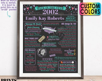 Back in the Year 2002 Birthday Sign, Flashback to 2002 Poster Board, 2002 Birthday Gift, Custom PRINTABLE 16x20” B-day Decoration