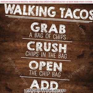 Rustic Taco Sign Walking Tacos Sign, Taco Bar Fiesta, Cinco De Mayo Celebration ...