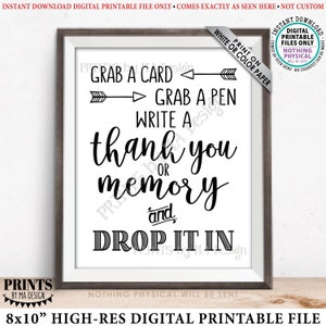 Pak een kaart Pak een pen Schrijf een bedankje of herinnering en laat het achter, Verjaardag Afstuderen Pensioen Bon Voyage, PRINTBAAR 8x10" Teken <ID>