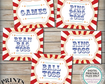 Carnival Signs, Carnival Toss Games Budle Pack, Ring Toss, Ball Toss, Ping Pong, Bean Bag, Circus Party, PRINTABLE 8x10/16x20” Signs <ID>