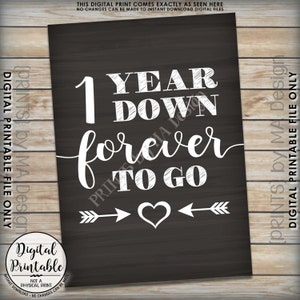 1 Year Down Forever to Go Wedding Anniversary Gift, Wedding Gift, 1st ...