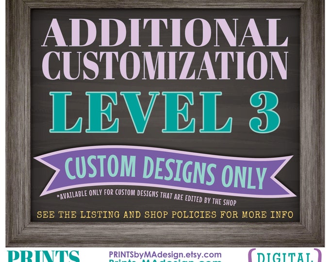 Additional Customization (Level 3), Add Extra Customization to a Custom Order, Personalized Custom Printable Digital Print