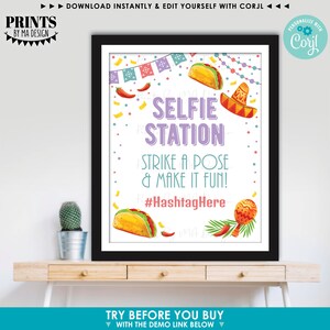 Editable Taco Themed Sign, Mexican Fiesta, Choose Your Text & Colors, One PRINTABLE 8x10/16x20” Portrait Sign <Edit Yourself with Corjl> image 4