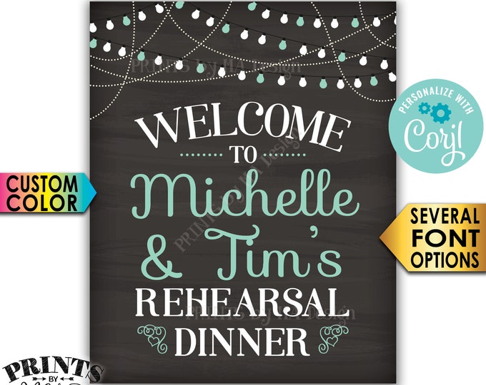 Welcome to the Rehearsal Dinner Sign, Wedding Rehearsal Decoration, PRINTABLE 16x20” Chalkboard Style Sign <Edit Yourself with Corjl>
