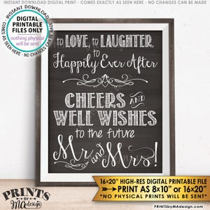 Wedding Rehearsal Sign, Love Laughter Happily Ever After Cheers to the Future Mrs & Mrs, PRINTABLE 8x10/16x20” Chalkboard Style Sign <ID>