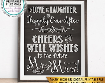 Wedding Rehearsal Sign, Love Laughter Happily Ever After Cheers to the Future Mrs & Mrs, PRINTABLE 8x10/16x20” Chalkboard Style Sign <ID>