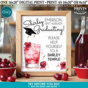 Editable Shirley Temple Sign, DIY Drink Station for a Graduation Party, Custom PRINTABLE 8x10/16x20” Sign &lt;Edit Yourself w/Corjl&gt;