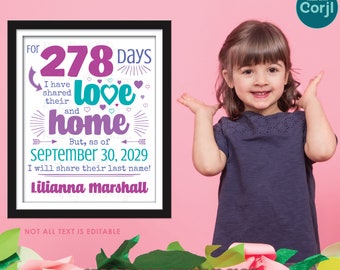 Editable Adoption Announcement, Officially Adopted Photoshoot Prop, Custom PRINTABLE 8x10/16x20” Sign <Edit Yourself with Corjl>