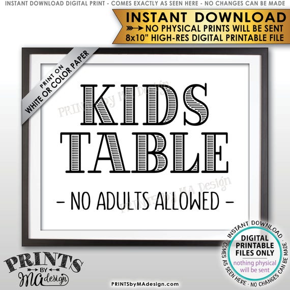 Kids Table Sign Wedding Reception Activities For Kids Sign No Etsy
