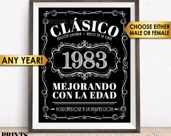 Spanish Vintage Birthday Sign, Better with Age Decorations, Cumpleaños, Liquor Theme Party, PRINTABLE Black & White 8x10/16x20” Digital File