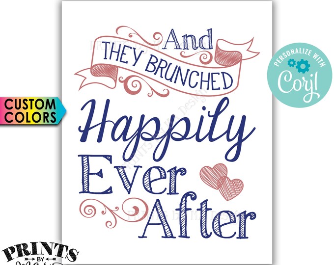 Bridal Shower Brunch Sign, They Brunched Happily Ever After Wedding Shower Entrance Sign, PRINTABLE 16x20” Sign <Edit Yourself with Corjl>