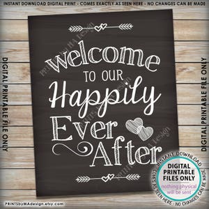 Welcome To Our Happily Ever After Wedding Welcome, Wedding Reception, Chalkboard Style PRINTABLE 8x10/16x20 Instant Download Wedding Sign image 2