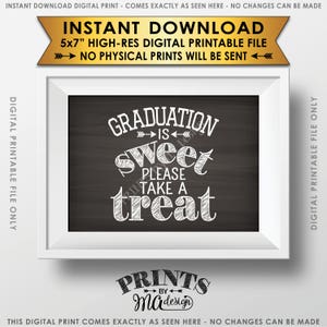 Graduation Party Decoration, Graduation is Sweet Please Take a Treat Graduation Sign, 5x7” Chalkboard Style Printable File, Instant Download