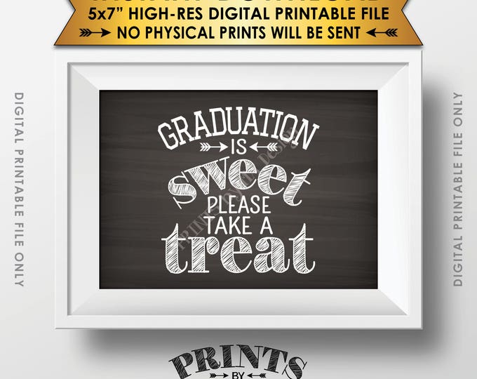 Graduation Party Decoration, Graduation is Sweet Please Take a Treat Graduation Sign, 5x7” Chalkboard Style Printable File, Instant Download