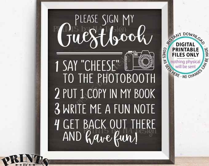 Guestbook Sign, Photo Booth, Add photo to the Guest Book, Birthday Graduation Retirement, PRINTABLE 8x10/16x20” Chalkboard Style Sign <ID>