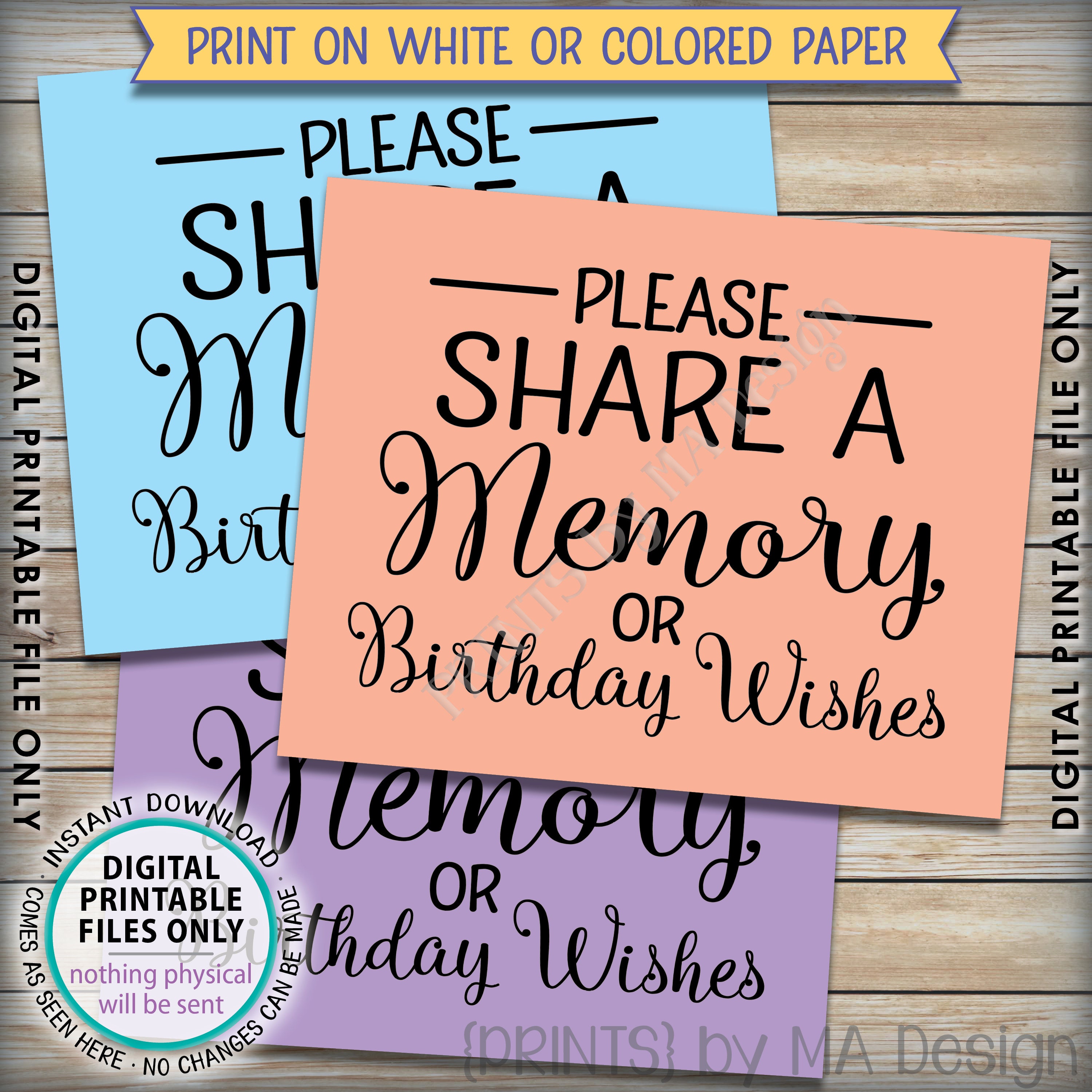 Share a Memory Printable Sign and Card Set | Birthday Wishes | Words of  Love | Wedding | Anniversary | Gold Geometrics | INSTANT DOWNLOAD