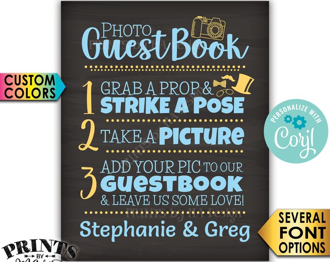 Wedding Photo Guestbook Sign, Add your photo & Leave Us Some Love, PRINTABLE Chalkboard Style 8x10"/16x20" Sign <Edit Yourself with Corjl>