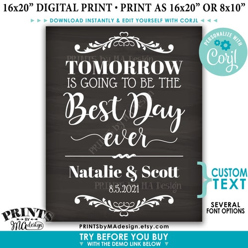 Rehearsal Dinner Bags Tomorrow Will Be the Best Day Ever Etsy