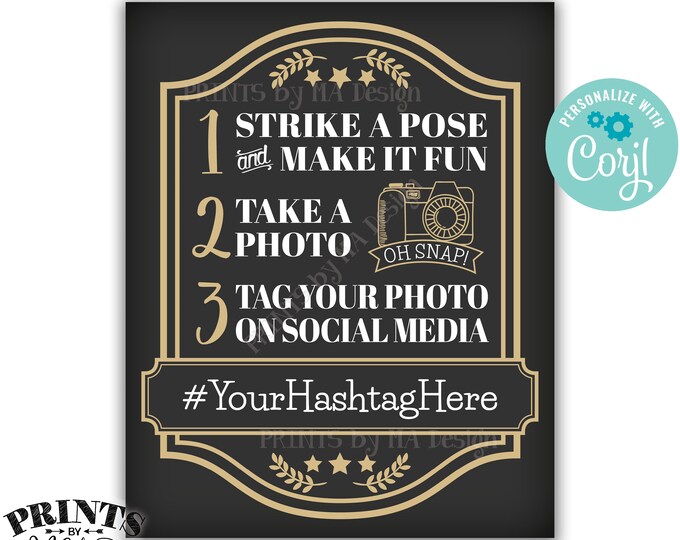 Hashtag Sign, Share Your Pics on Social Media, Tag Your Photos, Cheers & Beers themed PRINTABLE 8x10/16x20” Sign <Edit Yourself with Corjl>