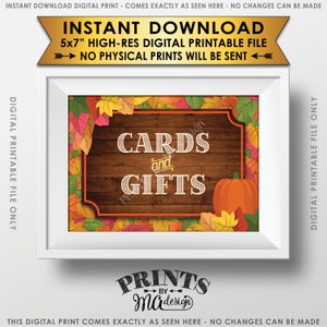 Signo de tarjetas y regalos, signo de tarjetas y regalos, jubilación de cumpleaños de aniversario de boda, tema de otoño, tema de otoño IMPRIMIBLE 5x7" Descarga instantánea