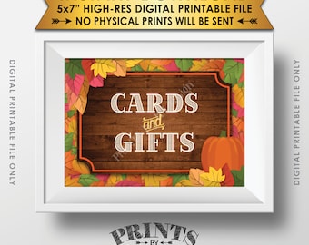 Cards and Gifts Sign, Cards & Gifts Sign, Wedding Anniversary Birthday Retirement, Fall Theme, Autumn Theme PRINTABLE 5x7” Instant Download