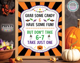 Six Seven Halloween Carnival Sign, Take One not 6-7, Please Take Candy, Treat Help Yourself, PRINTABLE 8x10/16x20” 6 7 Circus Sign <ID>