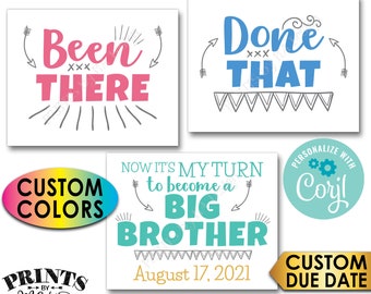 Pregnancy Announcement, Been There Done That It's My Turn to Become a Big Brother, PRINTABLE Baby #4 Reveal Signs <Edit Yourself with Corjl>
