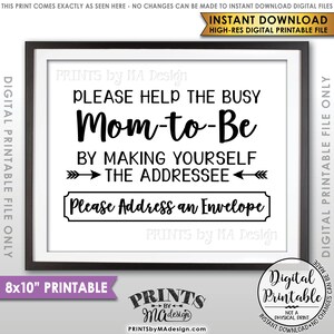 Baby Shower Adresse Umschlag Schild, helfen der Mutter Adresse einen Umschlag Dankeschön Umschlag, Dusche Dekor, 20x10" Printable Instant Download