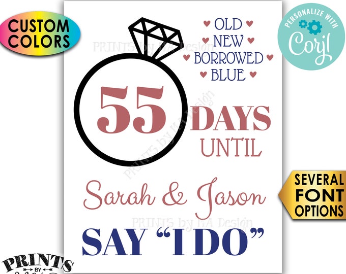 Wedding Countdown Sign, Days Until They Say I Do, Bridal Shower, Engagement Party, PRINTABLE 8x10/16x20” Sign <Edit Yourself with Corjl>