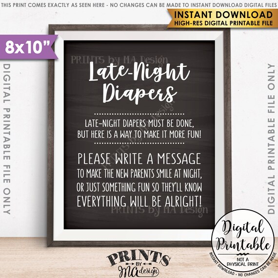 Late Night Diaper Sign Latenight Diapers Sign the Diaper Etsy