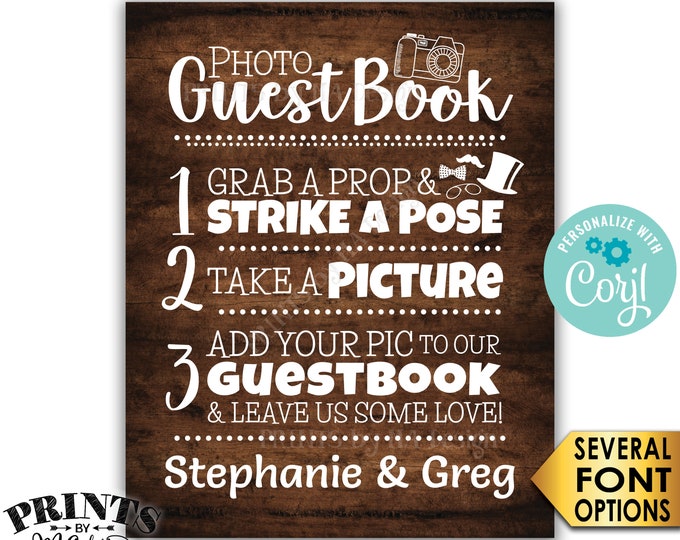 Wedding Photo Guestbook Sign, Add your photo & Leave Us Some Love, PRINTABLE Rustic Wood Style 8x10"/16x20" Sign <Edit Yourself with Corjl>