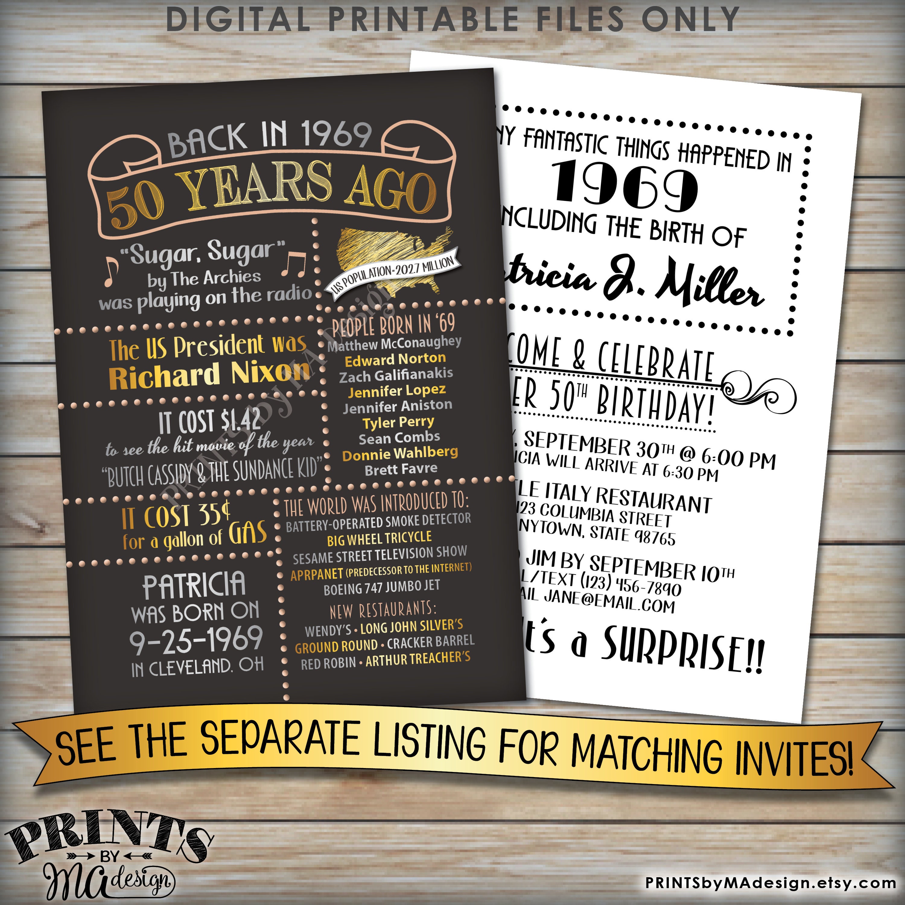 Free Printable 50th Birthday Signs 1969