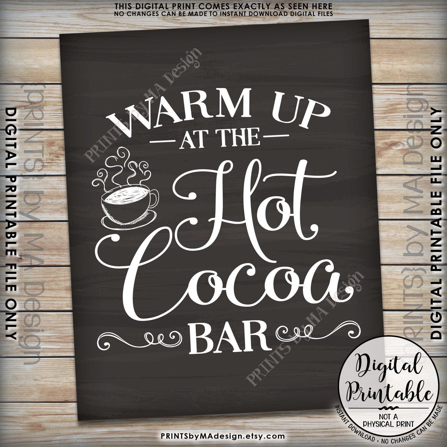 Hot Cocoa Bar Sign, Warm Up at the Hot Cocoa Bar Wedding Sign Hot