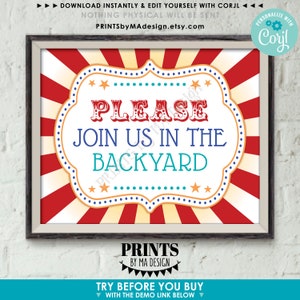 Editable Carnival Signs, Circus Theme Birthday Party, Make Up to 10 Custom PRINTABLE 8x10/16x20” Carnival Signs <Edit Yourself w/Corjl> image 2