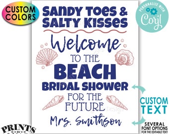 Beach Bridal Shower Welcome Sign, Bridal Shower Beach Sign, Custom PRINTABLE 8x10/16x20” Sign <Edit Yourself with Corjl>