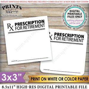 Veuillez laisser votre ordonnance pour la retraite RX, infirmière médicale, drôle, liste de seaux, imprimable 8,5 x 11" feuille de 3" cartes-conseils <ID>