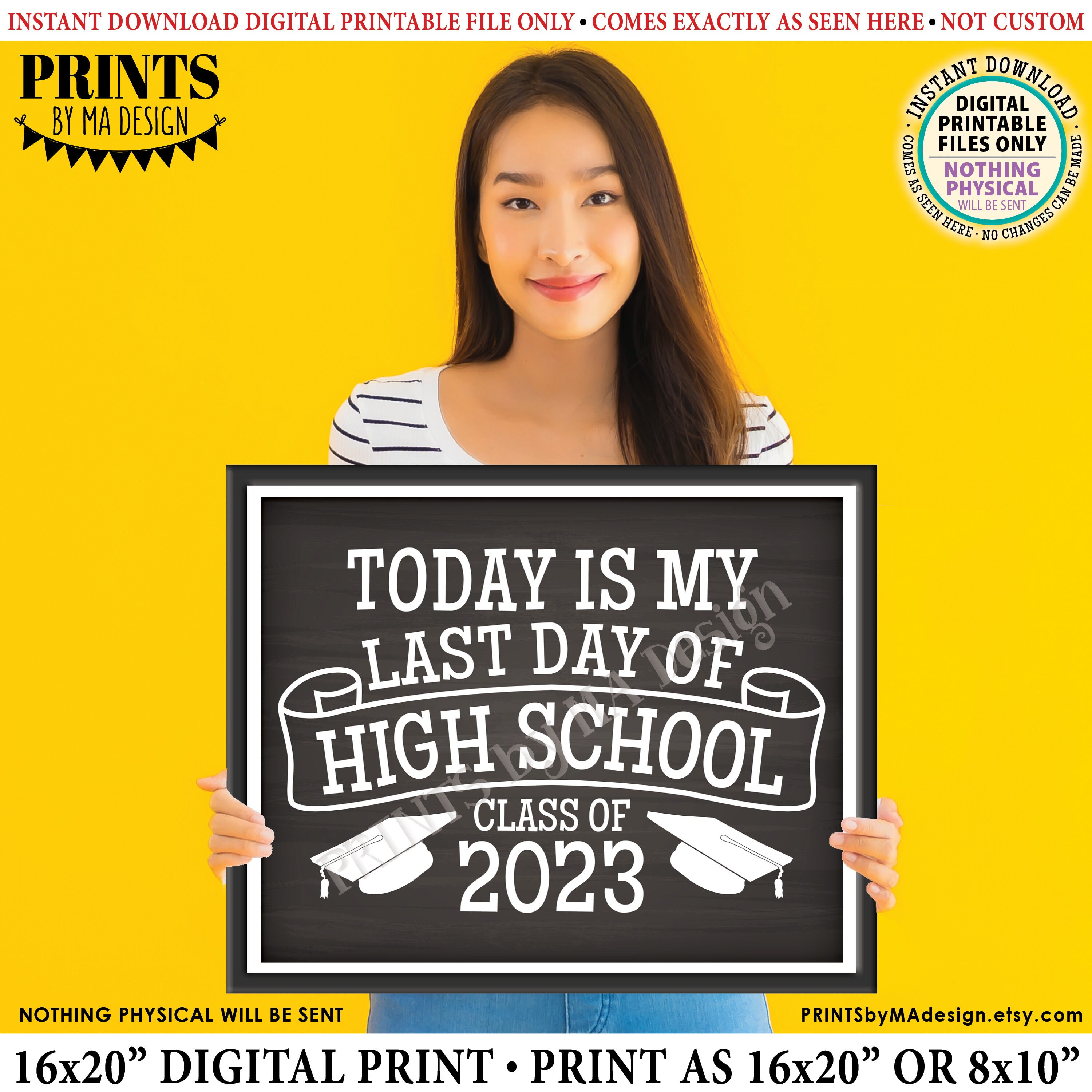 Last Day of High School Sign Graduation Class of 2023 Etsy Canada