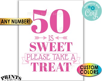 Please Take a Treat Sign, Any Number Birthday Anniversary Retirement, Custom PRINTABLE 8x10/16x20" Sweet Treat Sign <Edit Yourself w/Corjl>