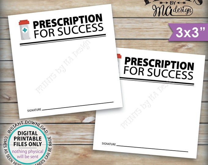 Please Leave Your Prescription for Success. Grad Advice, Med School Grad Nurse Graduation, 3x3" Advice Cards on 8.5x11" PRINTABLE Sheet <ID>