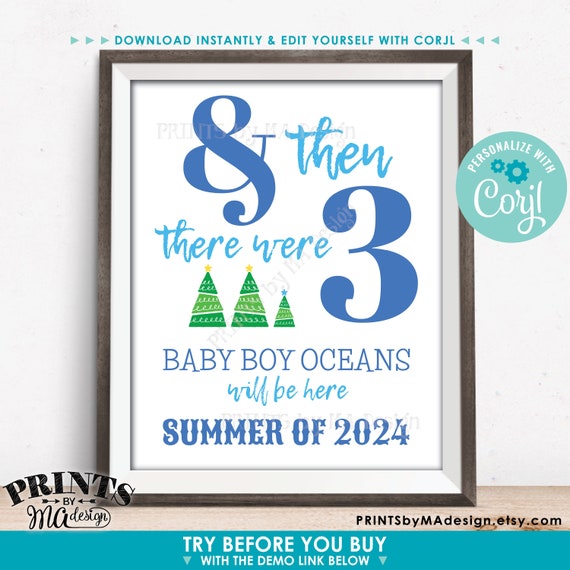 AND THEN THERE WERE FOUR  Printable Rustic Wood Pregnancy