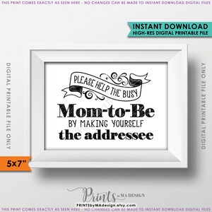 Baby-Dusche-Adresse Umschlag Zeichen, helfen die Mama-to-be Adresse einen Umschlag, Danke Umschlag, Dusche Dekor, 5x7 "Printable Instant Download