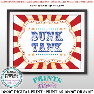 Signo de fiesta de carnaval de Dunk Tank, juegos de carnaval, actividades de circo de fiesta de Dunk Tank, letrero de stand de Dunking, signo IMPRIMIBLE 8x10/16x20" <ID>