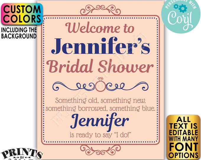 Bridal Shower Welcome Sign, Editable Bridal Shower Sign, Custom PRINTABLE 8x10/16x20” Decor <Edit Yourself with Corjl>